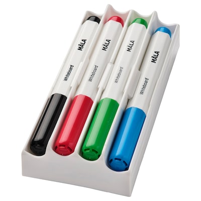 MÅLA Whiteboard pen with holder/eraser, mixed colors
