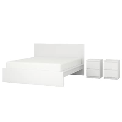 MALM Bedroom furniture, set of 3, white, Queen