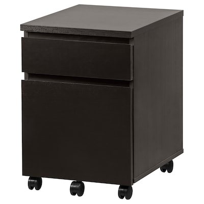 MALM Drawer unit on casters, black-brown, 16 1/2x23 1/4 "