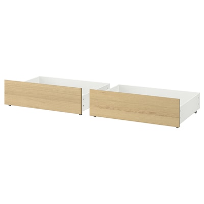 MALM Underbed storage box for high bed, white stained oak veneer, Queen/King