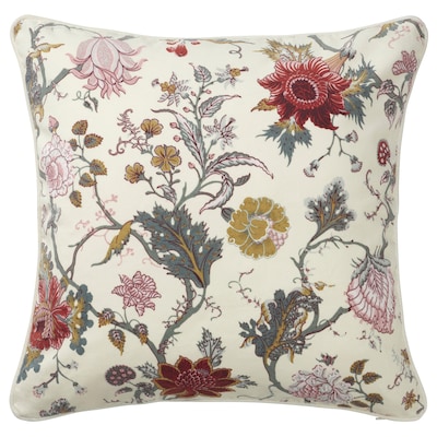 NÄSSELKLOCKA Cushion cover, off-white/floral pattern, 20x20 "