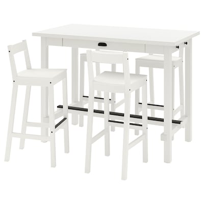 NORDVIKEN / NORDVIKEN Bar table and 4 bar stools, white/white