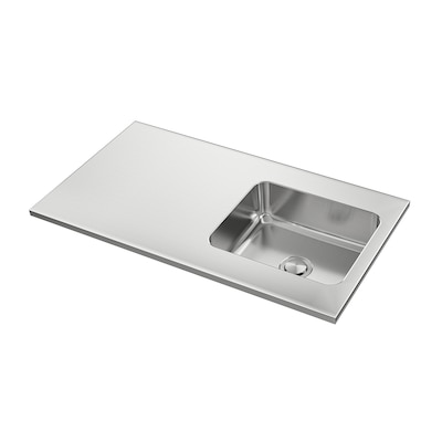 OLOFSJÖN Countertop with 1 integrated sink, stainless steel, 47 1/4x25 "