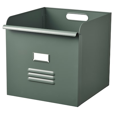 REJSA Box, gray-green/metal, 12 ½x13 ¾x12 ½ "