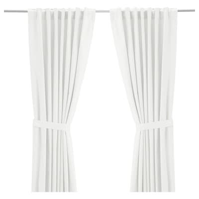 RITVA Curtains with tie-backs, 1 pair, white, 57x118 "