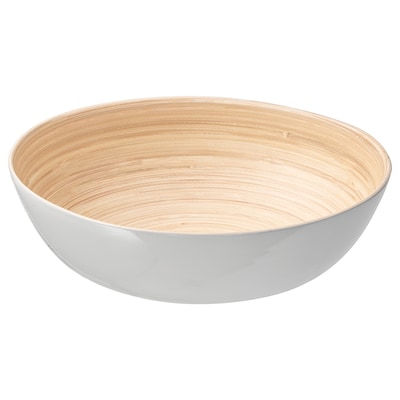 RUNDLIG Serving bowl, bamboo/white, 11 ¾ "