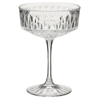 SÄLLSKAPLIG Champagne coupe, clear glass/patterned, 7 oz