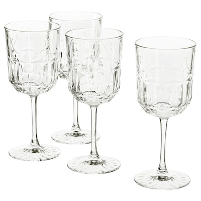 SÄLLSKAPLIG Wine glass, clear glass/patterned, 9 oz