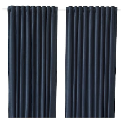 SANELA Room darkening curtains, 1 pair, dark blue, 55x98 "