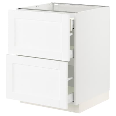 SEKTION / MAXIMERA Base cab with 2 fronts/3 drawers, white Enköping/white wood effect, 24x24x30 "