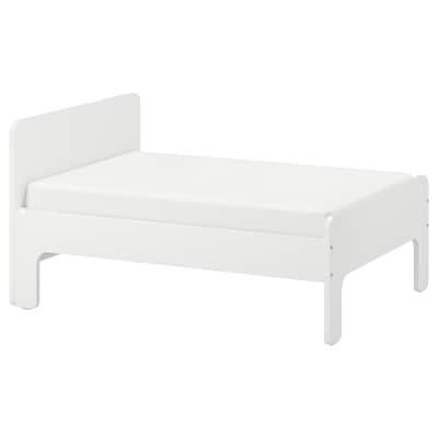 SLÄKT Ext bed frame with slatted bed base, white, 38 1/4x74 3/4 "
