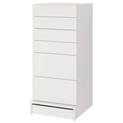 SMÅSTAD / UPPFÖRA 6-drawer chest, white/white, 23 5/8x24 3/4x53 1/2 "