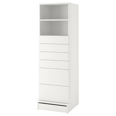 SMÅSTAD / UPPFÖRA Bookcase, white white/with 6 drawers, 23 5/8x24 3/4x77 1/8 "