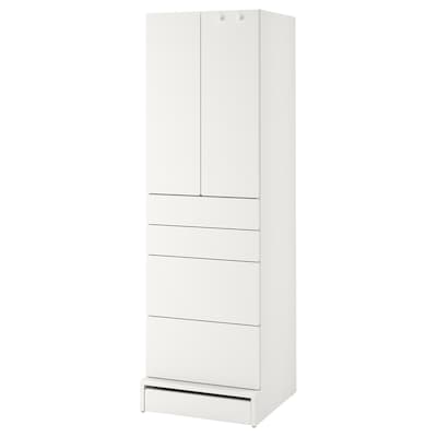 SMÅSTAD / UPPFÖRA Wardrobe, white white/with 4 drawers, 23 5/8x24 3/4x77 1/8 "