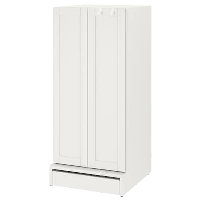 SMÅSTAD / UPPFÖRA Wardrobe, white white/with frame, 23 5/8x24 3/4x53 1/2 "