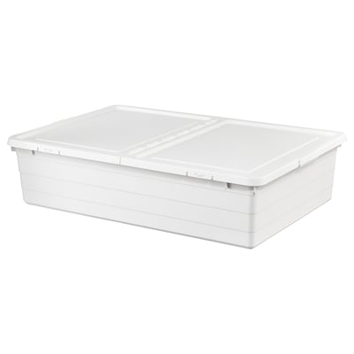 SOCKERBIT Storage box with lid, white, 19 ¾x30 ¼x7 ½ "