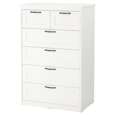 SONGESAND 6-drawer chest, white, 32 1/4x49 5/8 "