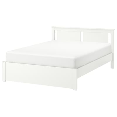 SONGESAND Bed frame, white/Luröy, Queen