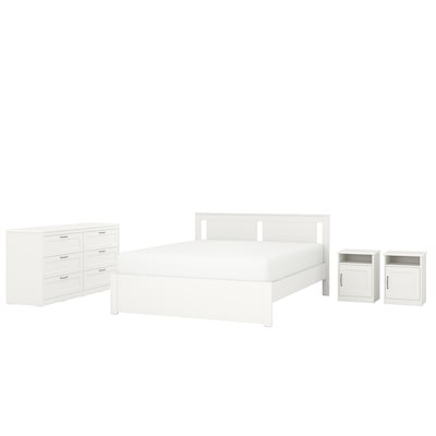 SONGESAND Bedroom furniture, set of 4, white, Queen