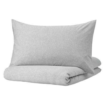 SPJUTVIAL Duvet cover and pillowcase(s), light gray/mélange, Full/Queen (Double/Queen)