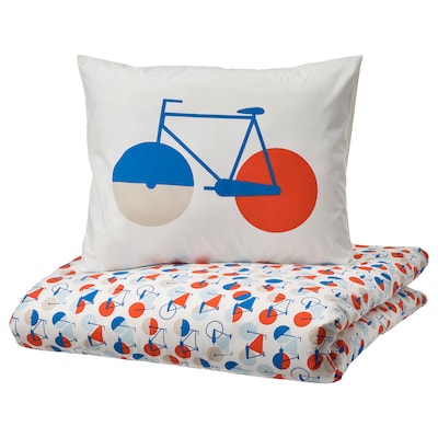 SPORTSLIG Duvet cover and pillowcase, bicycle pattern, Twin