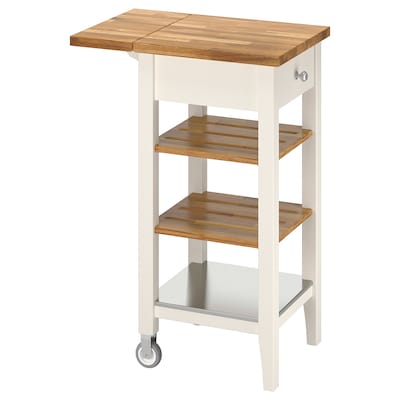 STENSTORP Kitchen cart, white/oak, 17 3/4x16 7/8x35 3/8 "