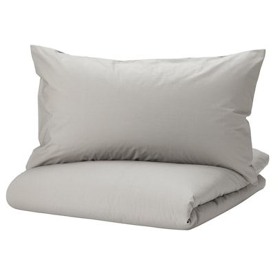 STRANDTALL Duvet cover and pillowcase(s), gray/dark gray, King
