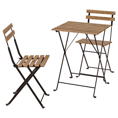 TÄRNÖ Table+2 chairs, outdoor, black/light brown stained
