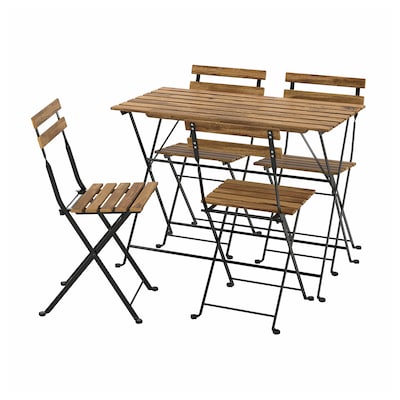 TÄRNÖ Table and 4 chairs, outdoor, black/light brown stained