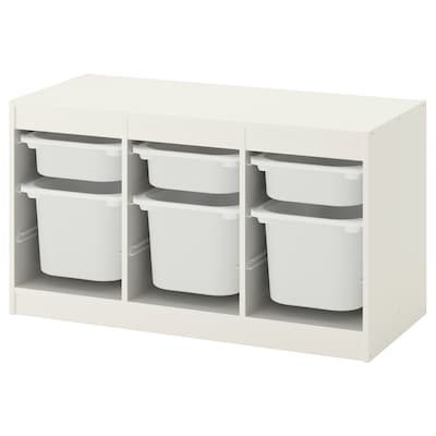 TROFAST Storage combination with boxes, white/white, 39x17 3/8x22 "