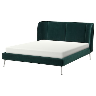 TUFJORD Upholstered bed frame, Djuparp dark green, Queen