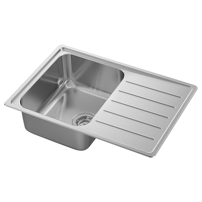 VATTUDALEN Single bowl top mount sink, stainless steel, 27 1/8x18 1/2 "